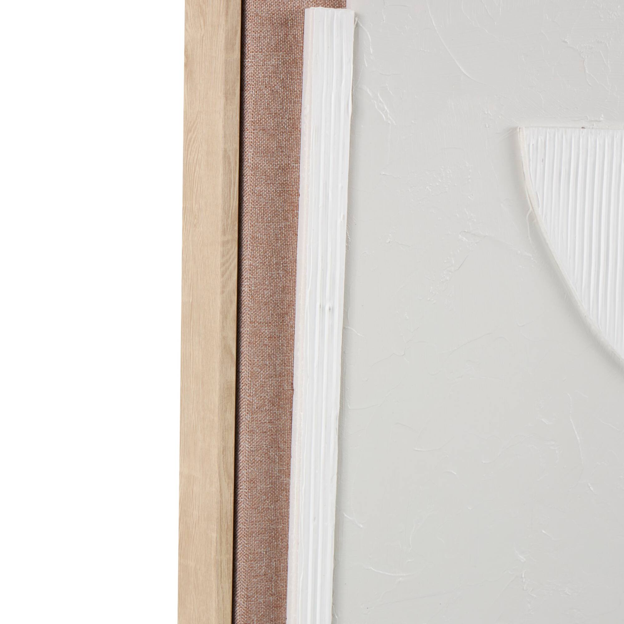 25" x 37" Brown Wooden Geometric Wall Art with Abstract Black and White Shapes